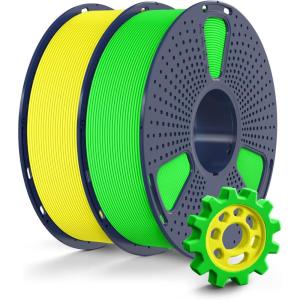 imageSUNLU High Speed PETG 3D Filament 175mm 30mms  600mms Print Range High Flow Speedy 3D Printer Filament Fit Most FDM Printers Dimensional Accuracy  002mm 1kg Spool Black2kg Greenyellow