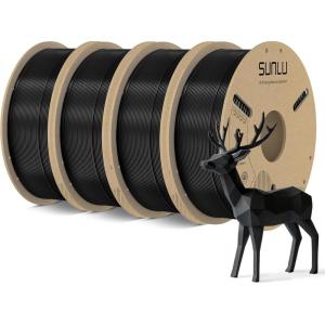 imageSUNLU High Speed PLA Filament 175mm 3D Printer Filament 175mm 002mm Fit Most FDM 3D Printer 1KG Cardboard Spool4 Pack 4KG in Total Black