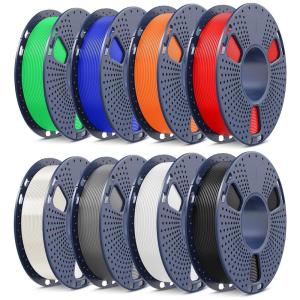 imageSUNLU PLA Filament 175 Bundle Individually Vacuum Packed 2kg in Total 025kg per Spool 8 Pack BlackClear ClearYellowBlueGreenPurpleRedOrangeBlackwhitegreytransparentredklein Bluesunny Orangegreen