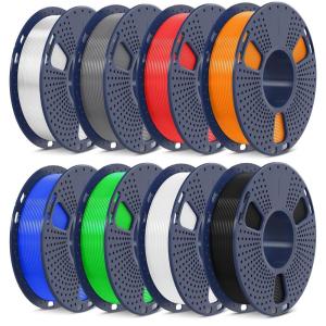 imageSUNLU PLA Filament 175 Bundle Individually Vacuum Packed 2kg in Total 025kg per Spool 8 Pack BlackClear ClearYellowBlueGreenPurpleRedOrangeBlackwhitegreytransparentredblueorangegreen