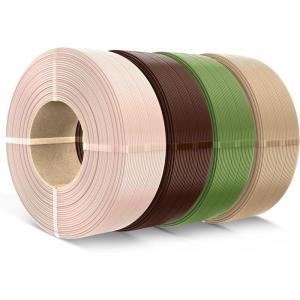 imageSUNLU PLA Refill Filament 175mm Refill PLA 3D Printer Filament Suitable for Bambu Lab Filament and SUNLU Reusable spools 1kg per Spool 4 Pcs 4 Colors BeigeCoffee BrownOlive GreenOak