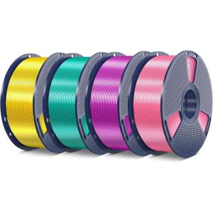 imageSUNLU Silk PLA Filament 175mm Neatly Wound Shiny PLA 3D Printer Filament Dimensional Accuracy  002mm Fit Most 3D Printers Good Vacuum Packaging 1kg Spool22lbs 330 Meters Silky SilverBundle 4kg Silk Pinkpurplegreenyellow