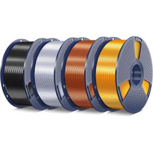 imageSUNLU Silk PLA Filament 175mm Neatly Wound Shiny PLA 3D Printer Filament Dimensional Accuracy  002mm Fit Most 3D Printers Good Vacuum Packaging 1kg Spool22lbs 330 Meters Silky SilverBundle 4kg Silk Silverblackred Copperbrass