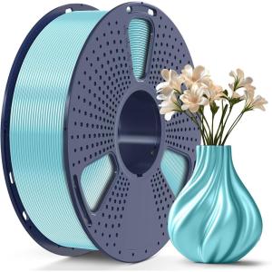 imageSUNLU TPUSilk 3D Printer Filament 98A TPU 175mm Glossy Silk Surface Flexible 1kg 22lbs BlackTpu Silk Pale Blue