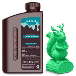 imageSUNLU Water Washable 3D Printer Resin Fast Curing Low Shrinkage High Precision Photopolymer Resin for LCDDLPSLA Printers395 to 405nm UV Resin 1000g Grey1000gGreen
