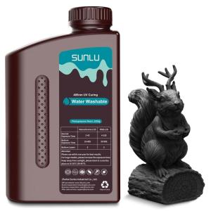 imageSUNLU Water Washable 3D Printer Resin Fast Curing Low Shrinkage High Precision Photopolymer Resin for LCDDLPSLA Printers395 to 405nm UV Resin 1000g Grey1000gblack
