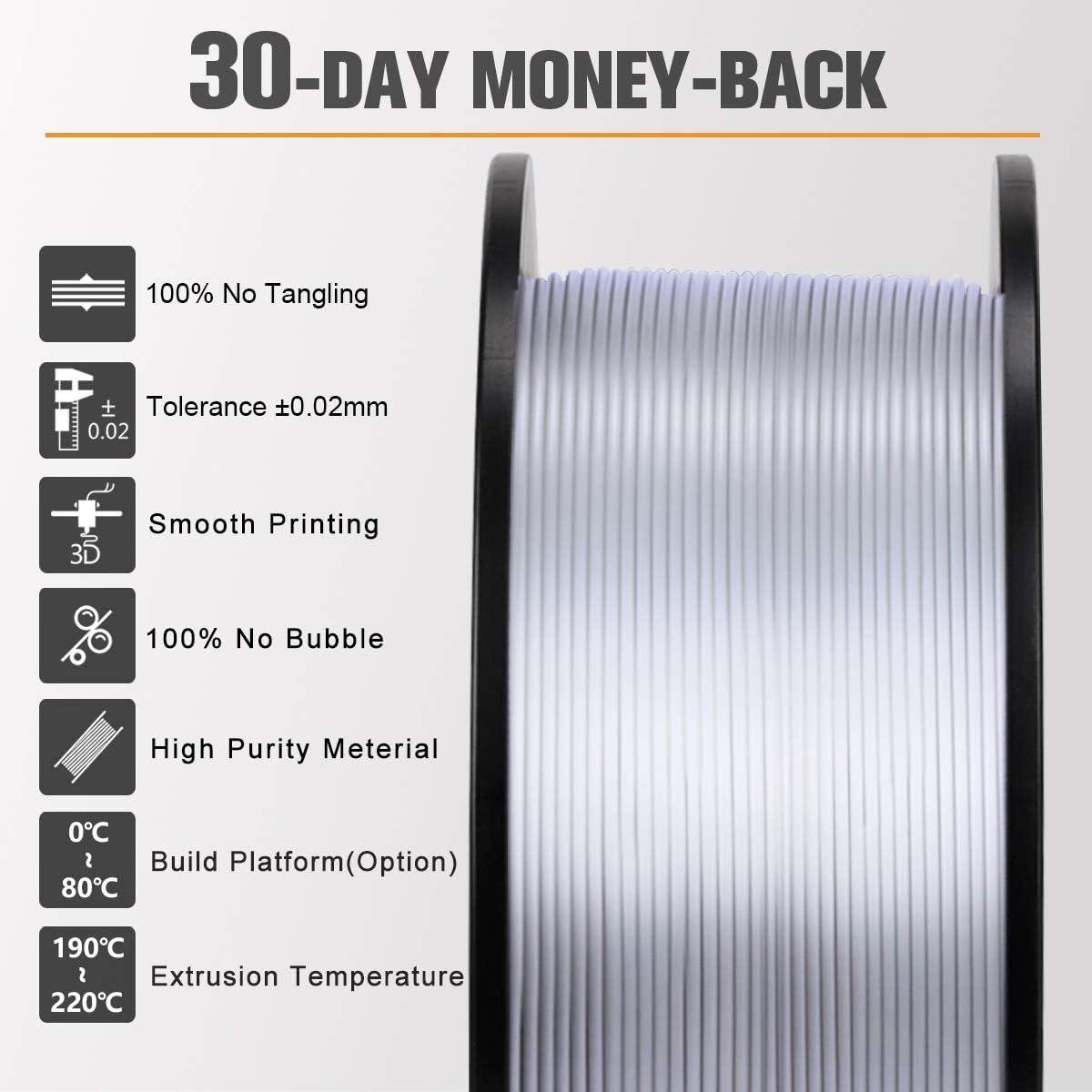 imageSUNLU High Speed Marble PLA Filament 600mms High Speed PLA 3D Printer Filament Natural MarbleLike Texture Smooth Printing 1kg Light Cyan1000g Silk Silver