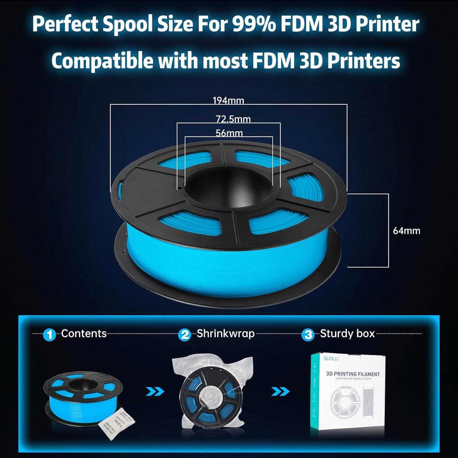 imageSUNLU High Speed Marble PLA Filament 600mms High Speed PLA 3D Printer Filament Natural MarbleLike Texture Smooth Printing 1kg Light CyanGlow in the Dark  Blue to Glow Blue