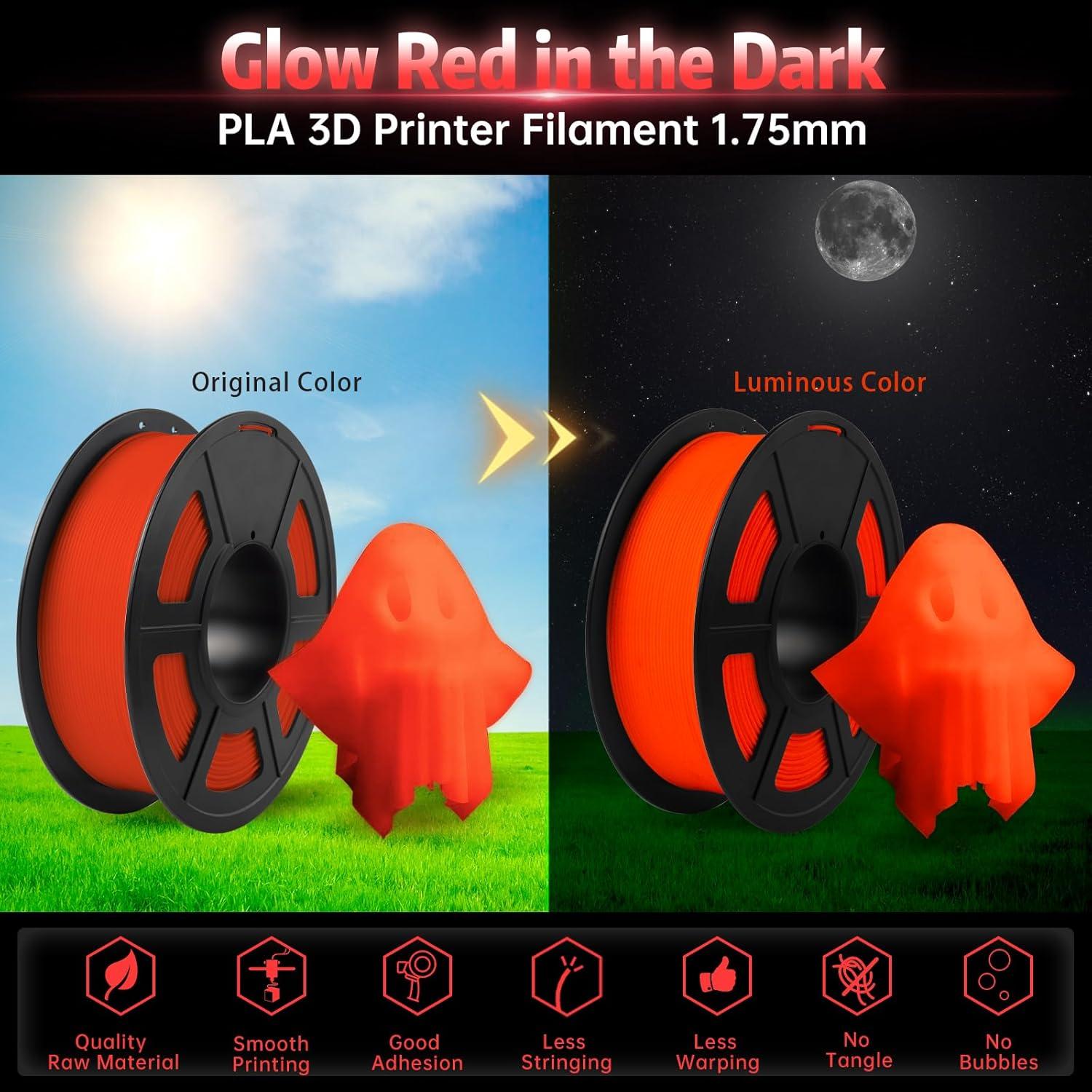 imageSUNLU High Speed Marble PLA Filament 600mms High Speed PLA 3D Printer Filament Natural MarbleLike Texture Smooth Printing 1kg Light CyanGlow in the Dark  Red to Glow Red