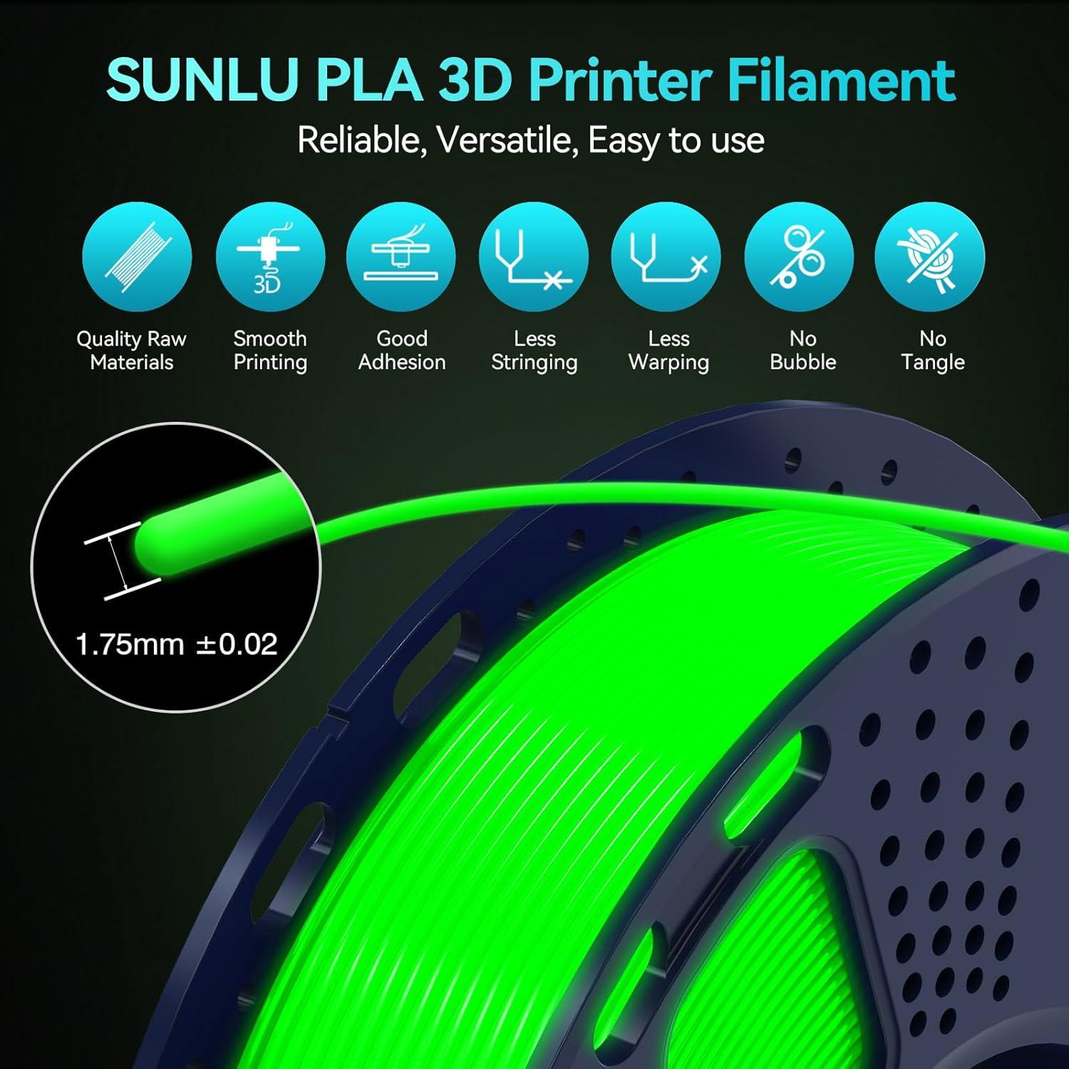 imageSUNLU High Speed Marble PLA Filament 600mms High Speed PLA 3D Printer Filament Natural MarbleLike Texture Smooth Printing 1kg Light CyanGlow in the Dark Bundle  4 Spools