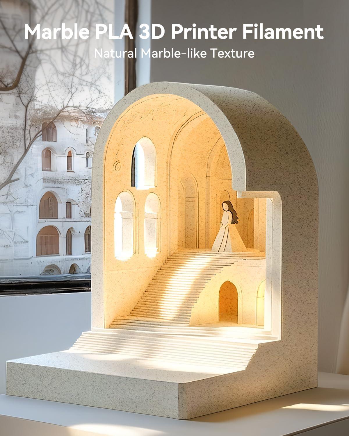 imageSUNLU High Speed Marble PLA Filament 600mms High Speed PLA 3D Printer Filament Natural MarbleLike Texture Smooth Printing 1kg Light CyanMarble Light Cyan