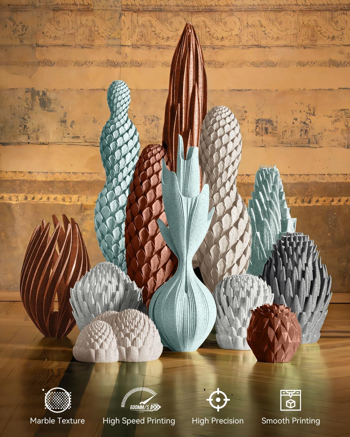 imageSUNLU High Speed Marble PLA Filament 600mms High Speed PLA 3D Printer Filament Natural MarbleLike Texture Smooth Printing 1kg Light CyanMarble Light Cyan