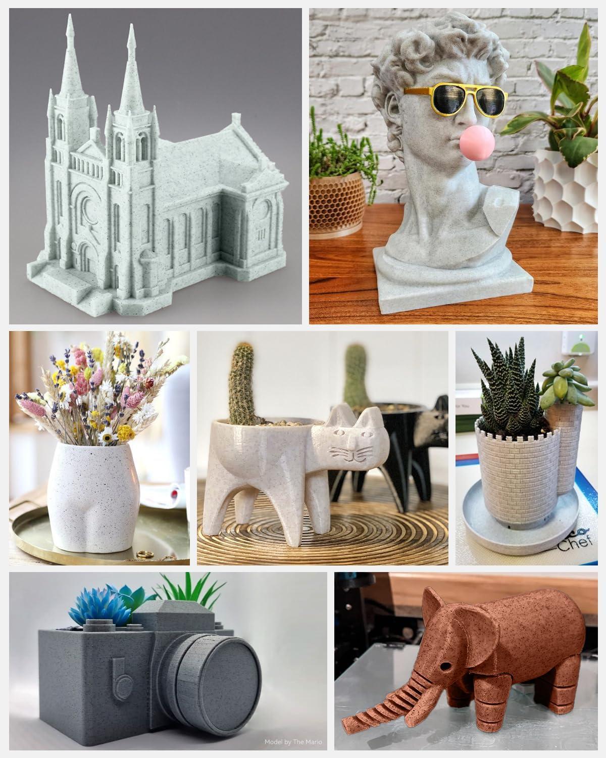 imageSUNLU High Speed Marble PLA Filament 600mms High Speed PLA 3D Printer Filament Natural MarbleLike Texture Smooth Printing 1kg Light CyanMarble Light Grey