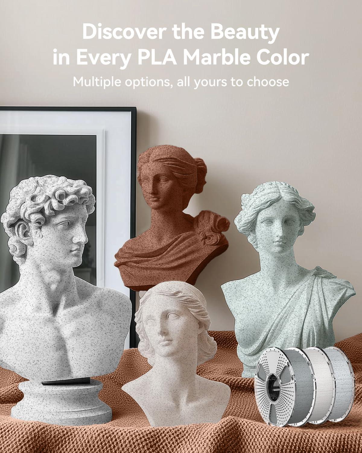 imageSUNLU High Speed Marble PLA Filament 600mms High Speed PLA 3D Printer Filament Natural MarbleLike Texture Smooth Printing 1kg Light CyanMarble Light Grey