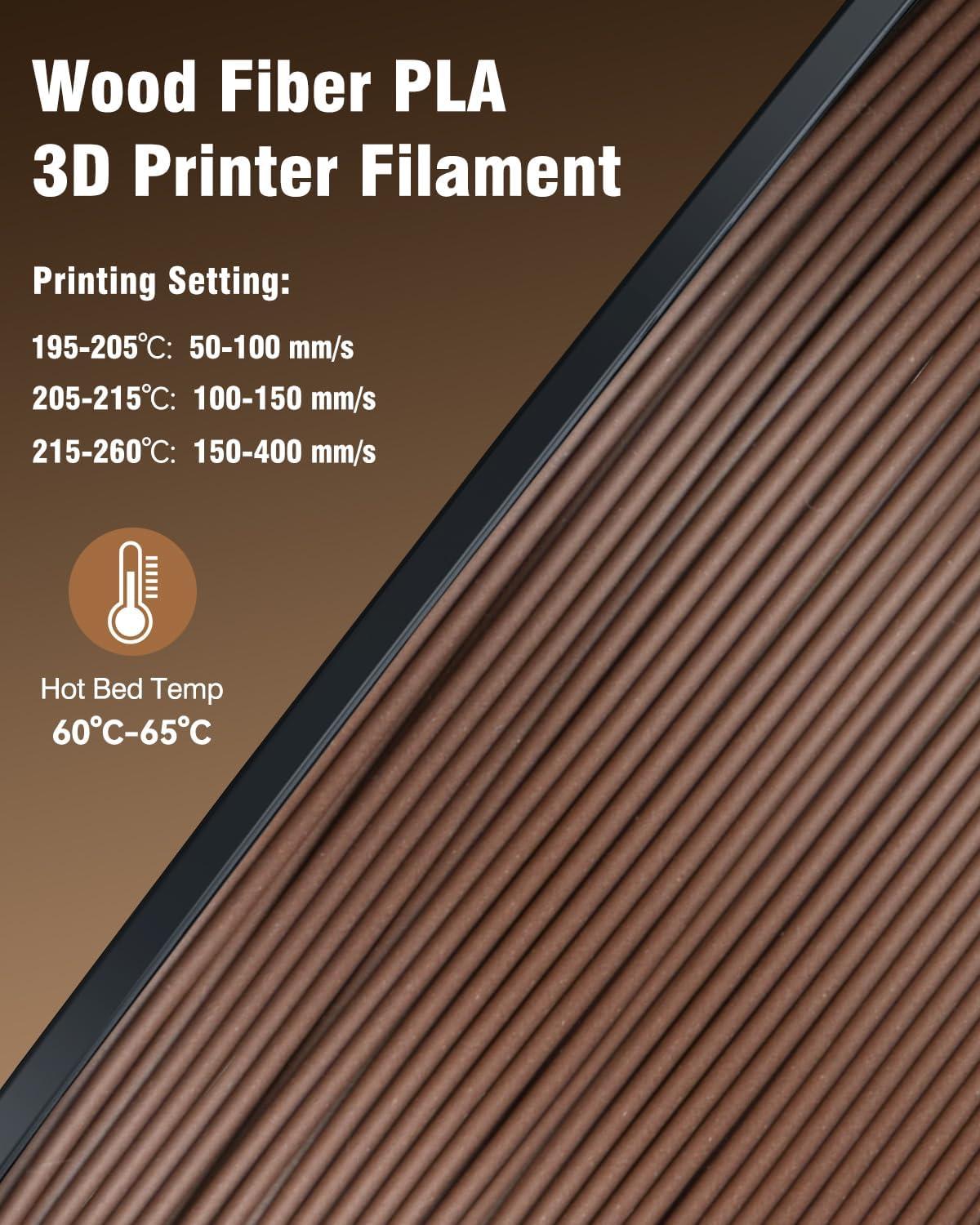 imageSUNLU High Speed Marble PLA Filament 600mms High Speed PLA 3D Printer Filament Natural MarbleLike Texture Smooth Printing 1kg Light CyanReal Wood Fiber Cherry