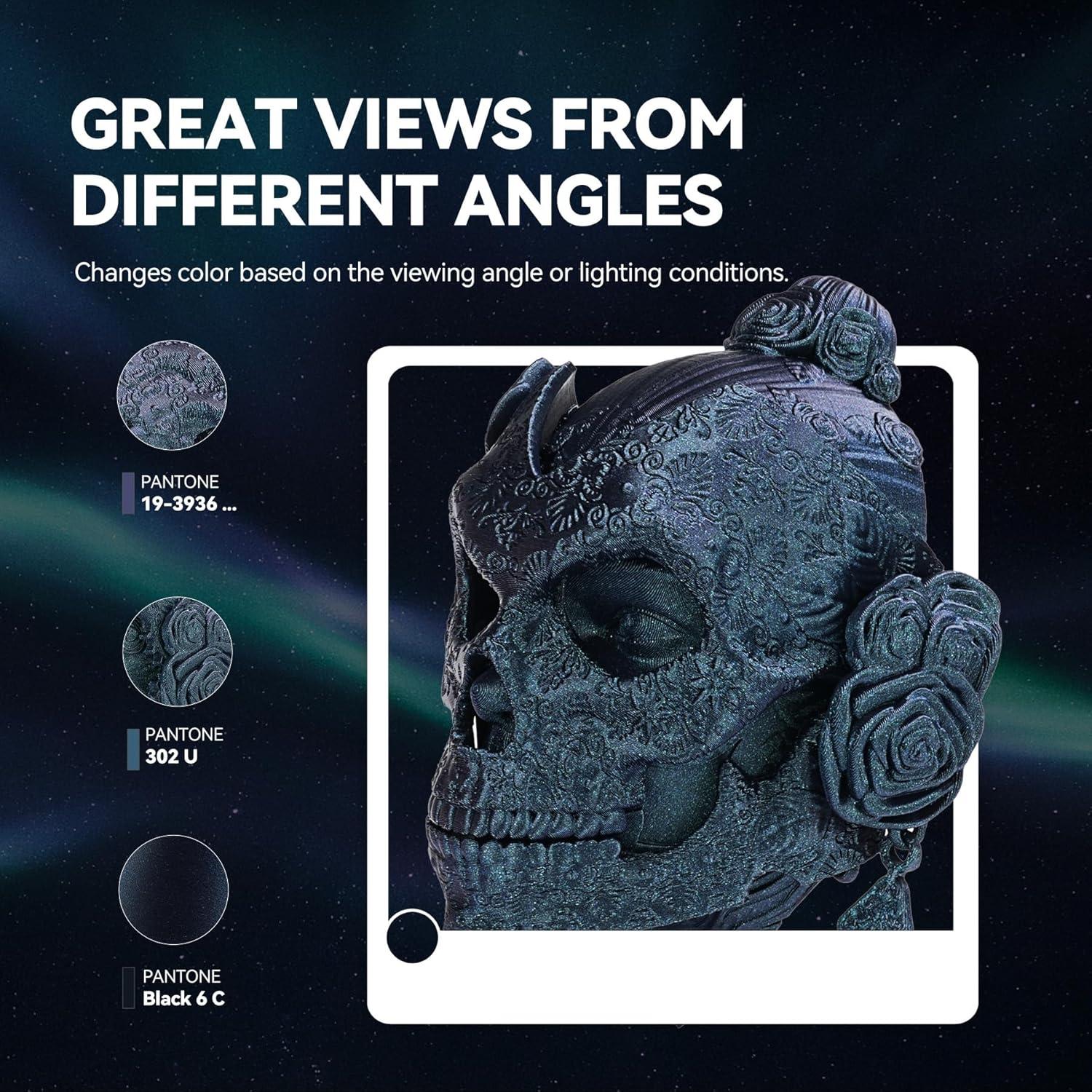 imageSUNLU High Speed Marble PLA Filament 600mms High Speed PLA 3D Printer Filament Natural MarbleLike Texture Smooth Printing 1kg Light CyanStars Flowinggalaxy Black