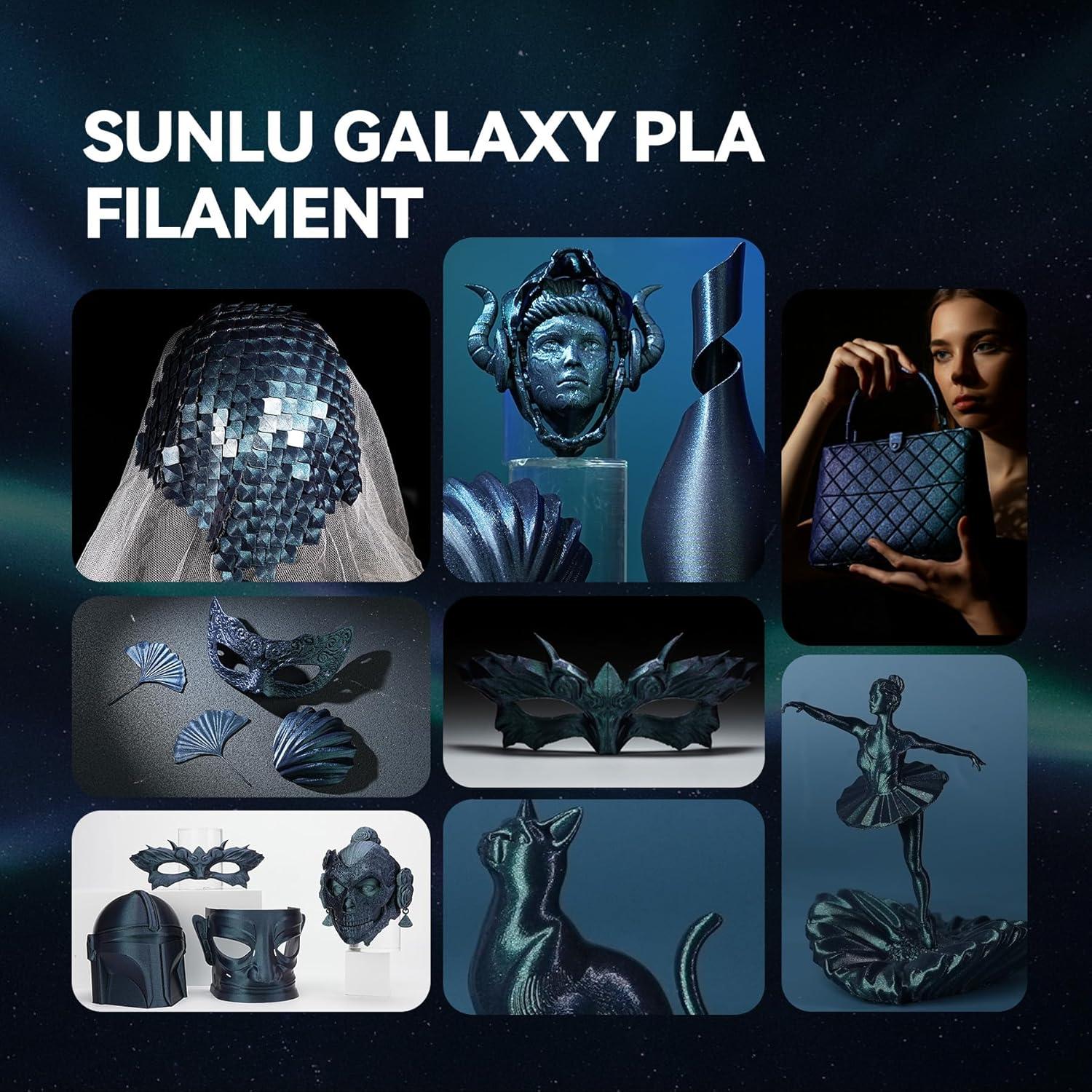 imageSUNLU High Speed Marble PLA Filament 600mms High Speed PLA 3D Printer Filament Natural MarbleLike Texture Smooth Printing 1kg Light CyanStars Flowinggalaxy Black