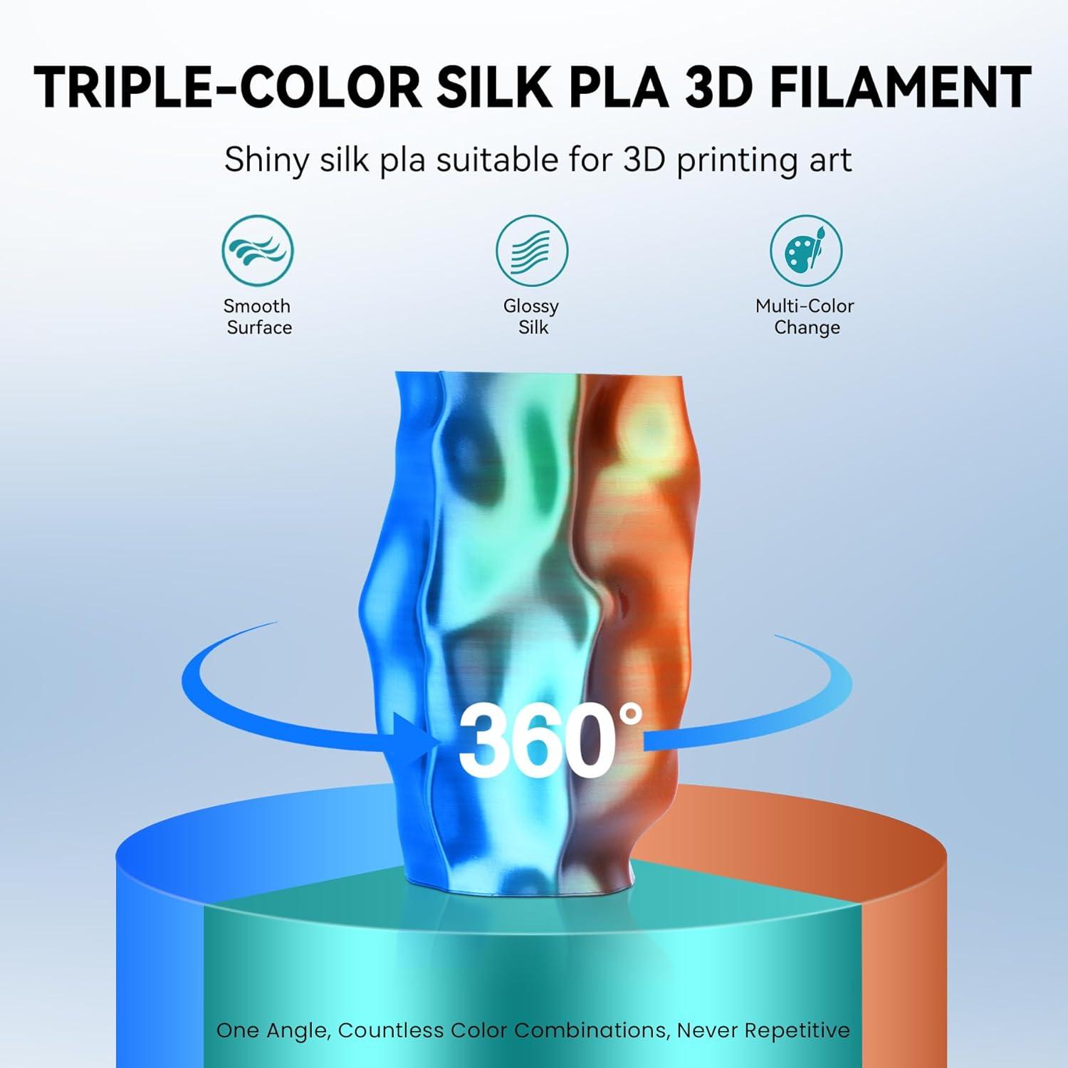 imageSUNLU 500g Silk Rainbow PLA Filament Refill Bundle NoSpool Silk PLA Plus 3D Printer Filament 4 Packs Compatible with Bambu Lab 3D Printers 05KGRoll Total 4 Colors PLA Silk Rainbow500g4 Blue Green Purpleorange Blue Greenred Yellow Blueblack Gold Purple