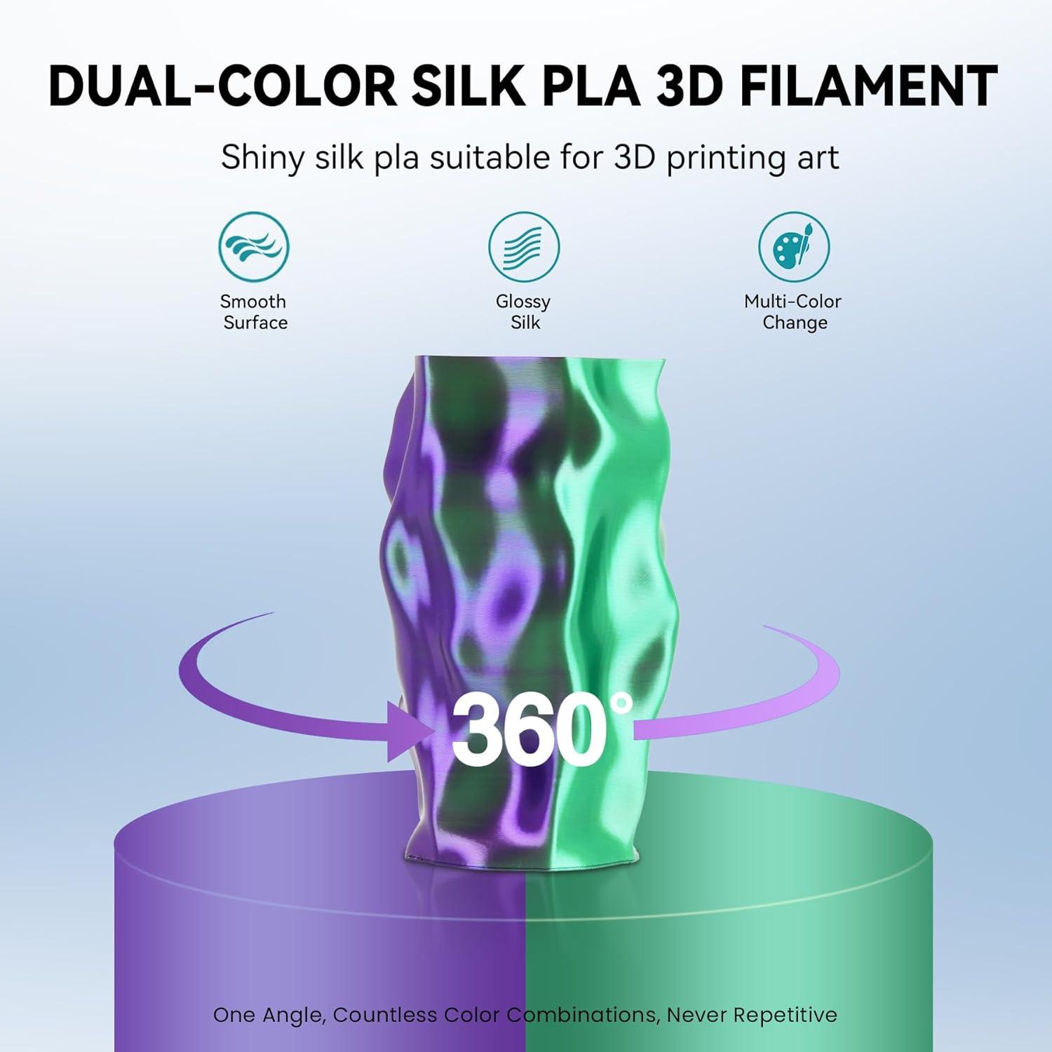 imageSUNLU 500g Silk Rainbow PLA Filament Refill Bundle NoSpool Silk PLA Plus 3D Printer Filament 4 Packs Compatible with Bambu Lab 3D Printers 05KGRoll Total 4 Colors PLA Silk Rainbow500g4 Green Purplered Bluered Goldpink Gold