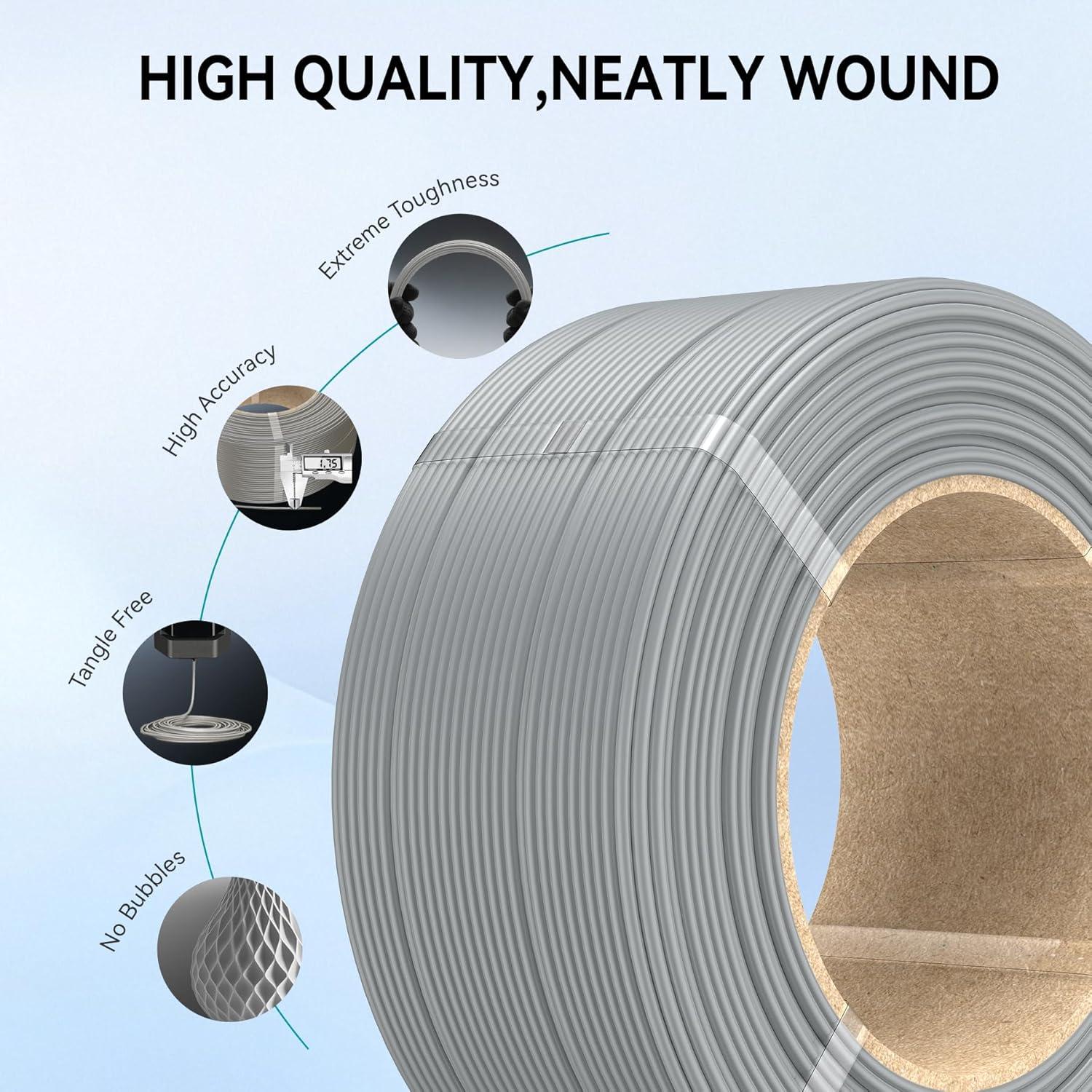 imageSUNLU 500g Silk Rainbow PLA Filament Refill Bundle NoSpool Silk PLA Plus 3D Printer Filament 4 Packs Compatible with Bambu Lab 3D Printers 05KGRoll Total 4 Colors PLA Silk Rainbow500g4 Blackwhiteklein Bluered