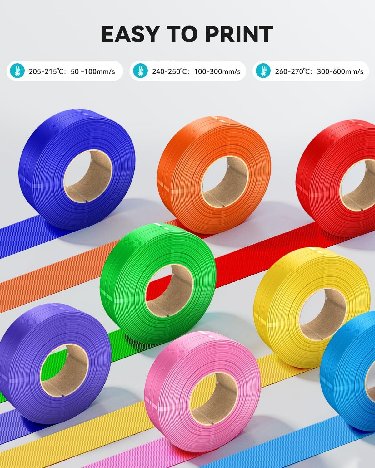 imageSUNLU 500g Silk Rainbow PLA Filament Refill Bundle NoSpool Silk PLA Plus 3D Printer Filament 4 Packs Compatible with Bambu Lab 3D Printers 05KGRoll Total 4 Colors PLA Silk RainbowMatte Petg White