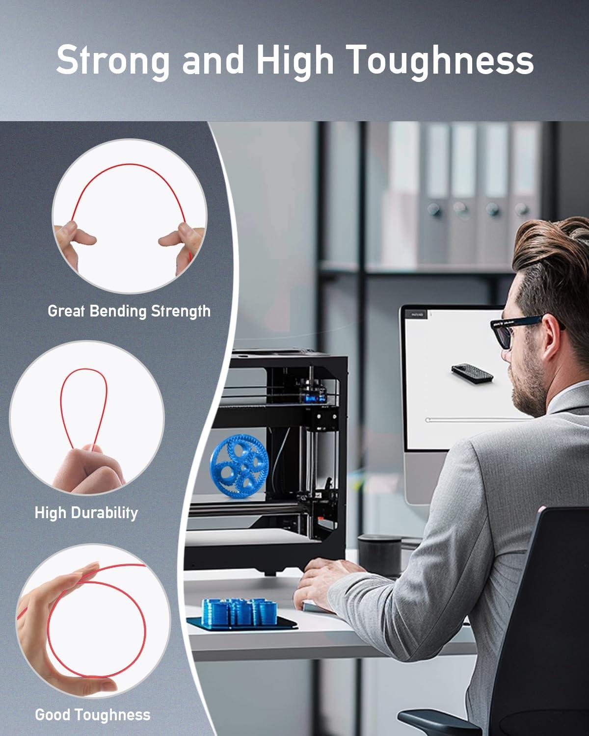 imageSUNLU PETG Filament 175mm 4KG Bundle Less Stringing and Good Layer Adhesion Individually Vacuum Packed 3D Printer Filament 4kg 1kg per Spool Pack of 4 4 Colors WhiteBlueGreenRedLarge Spool5kg Black