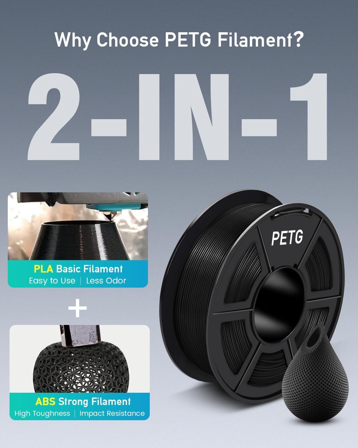 imageSUNLU PETG Filament 175mm 4KG Bundle Less Stringing and Good Layer Adhesion Individually Vacuum Packed 3D Printer Filament 4kg 1kg per Spool Pack of 4 4 Colors WhiteBlueGreenRedLarge Spool5kg White