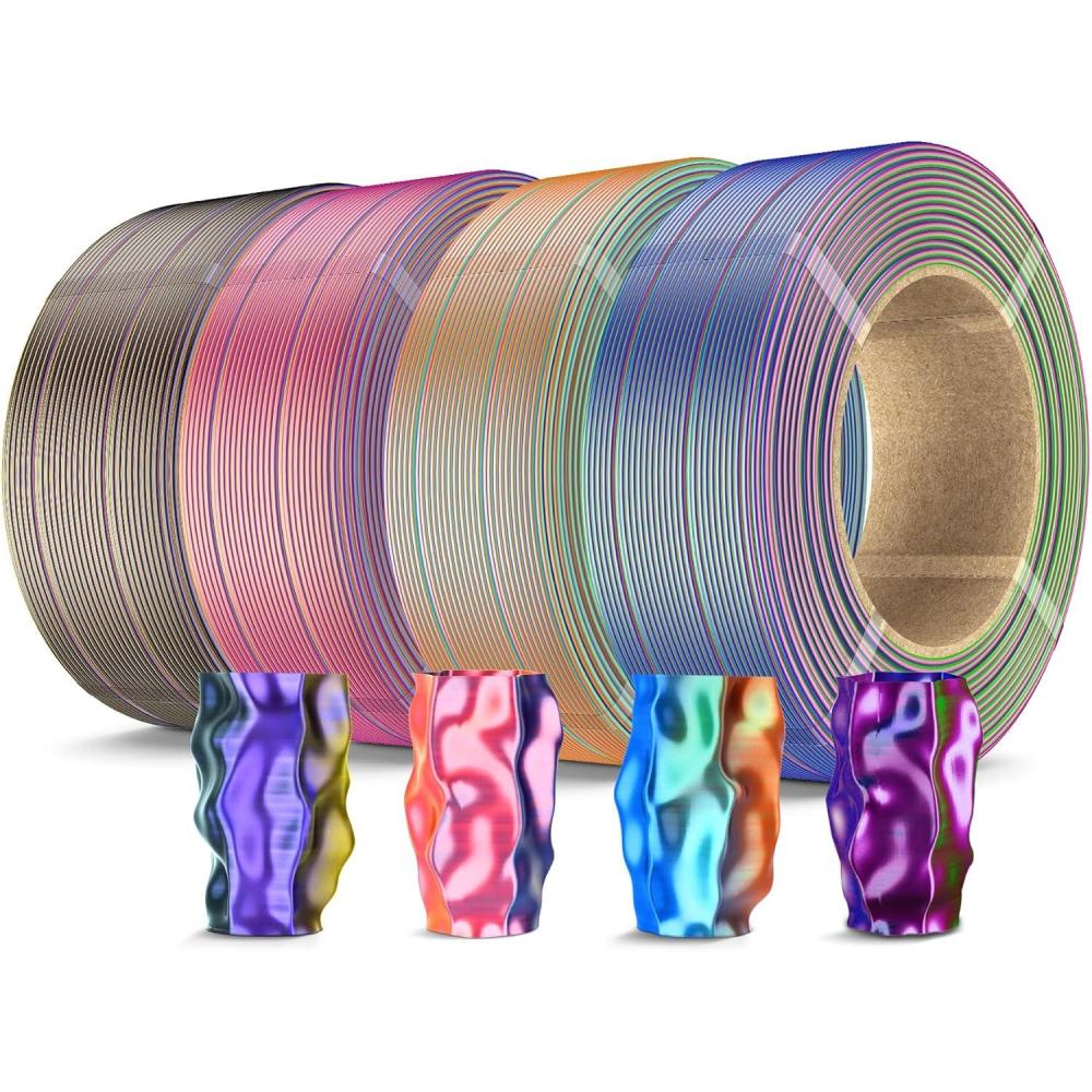 imageSUNLU 500g Silk Rainbow PLA Filament Refill Bundle NoSpool Silk PLA Plus 3D Printer Filament 4 Packs Compatible with Bambu Lab 3D Printers 05KGRoll Total 4 Colors PLA Silk Rainbow500g4 Blue Green Purpleorange Blue Greenred Yellow Blueblack Gold Purple