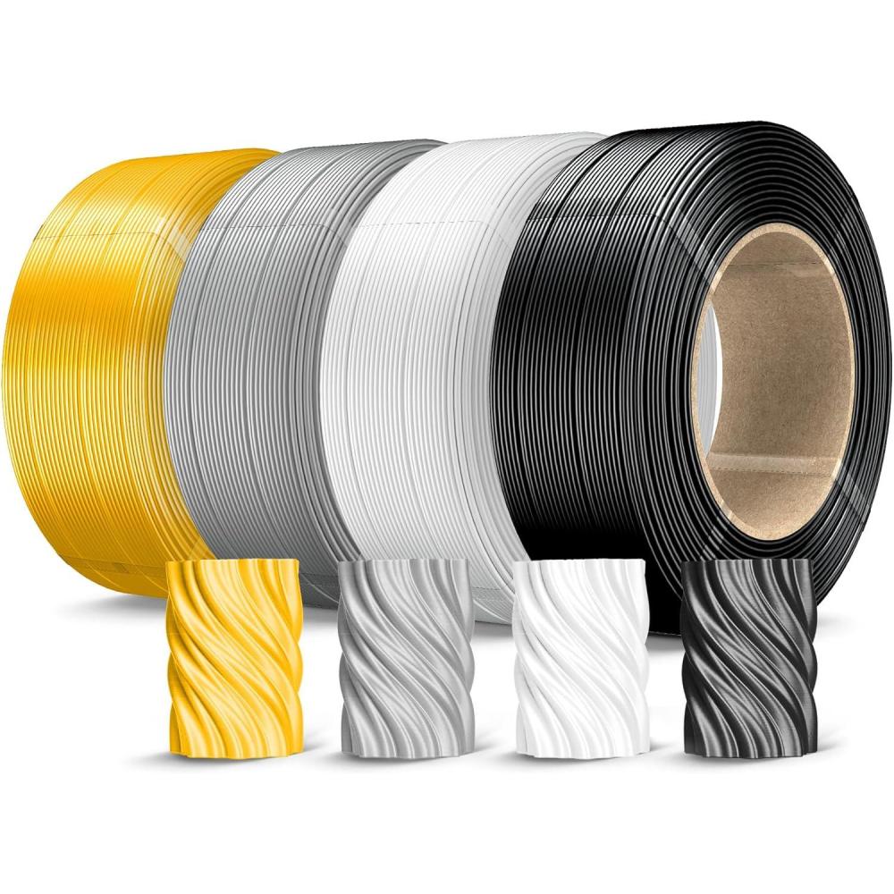 imageSUNLU 500g Silk Rainbow PLA Filament Refill Bundle NoSpool Silk PLA Plus 3D Printer Filament 4 Packs Compatible with Bambu Lab 3D Printers 05KGRoll Total 4 Colors PLA Silk Rainbow500g4 Light Goldblackwhitegrey