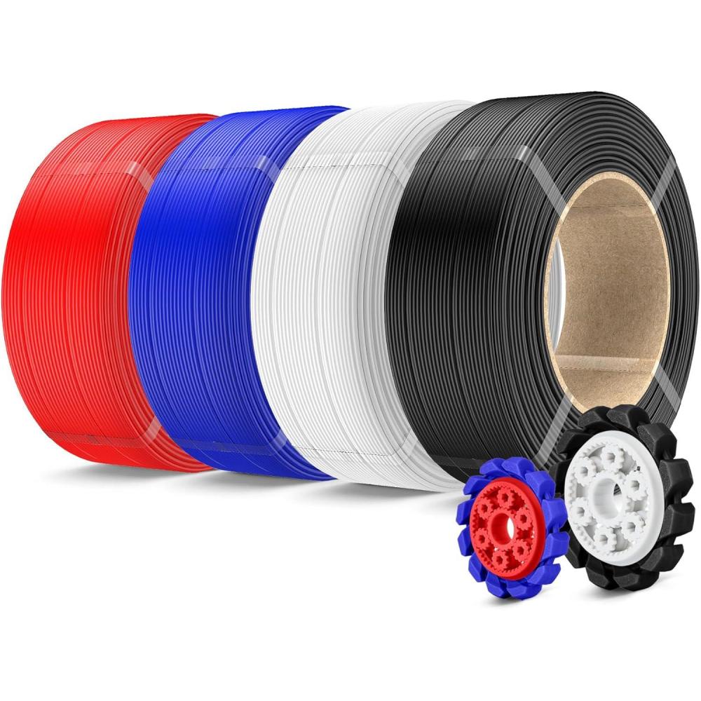imageSUNLU 500g Silk Rainbow PLA Filament Refill Bundle NoSpool Silk PLA Plus 3D Printer Filament 4 Packs Compatible with Bambu Lab 3D Printers 05KGRoll Total 4 Colors PLA Silk Rainbow500g4 Blackwhiteklein Bluered