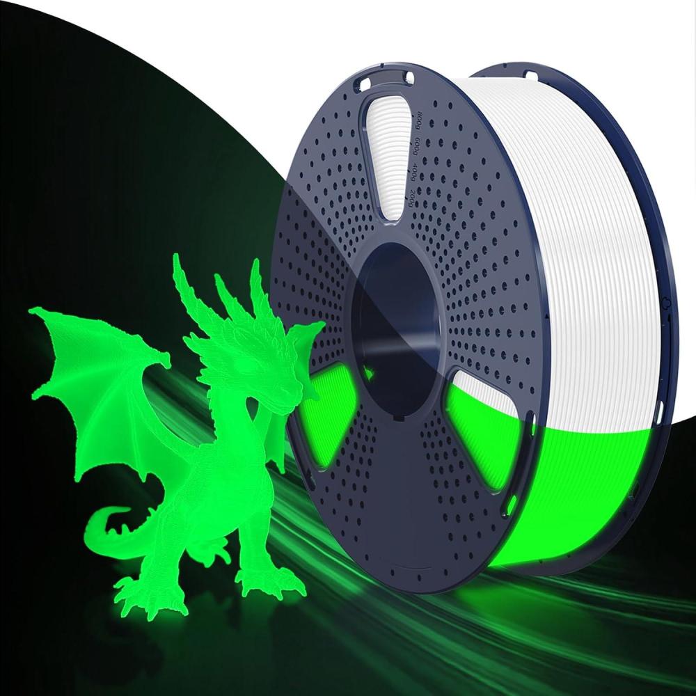 imageSUNLU PETG Filament 175mm 4KG Bundle Less Stringing and Good Layer Adhesion Individually Vacuum Packed 3D Printer Filament 4kg 1kg per Spool Pack of 4 4 Colors WhiteBlueGreenRedPetg Glow in the Darkwhite to Glow Green
