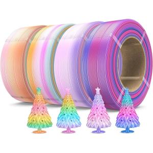 imageSUNLU 500g Silk Rainbow PLA Filament Refill Bundle NoSpool Silk PLA Plus 3D Printer Filament 4 Packs Compatible with Bambu Lab 3D Printers 05KGRoll Total 4 Colors PLA Silk Rainbow500g4 Silk Rainbow 02030405