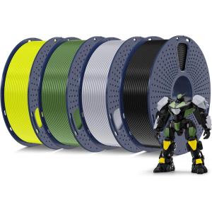 imageSUNLU PETG Filament 175mm 4KG Bundle Less Stringing and Good Layer Adhesion Individually Vacuum Packed 3D Printer Filament 4kg 1kg per Spool Pack of 4 4 Colors WhiteBlueGreenRed4kg Blackolive Greensilveryellow