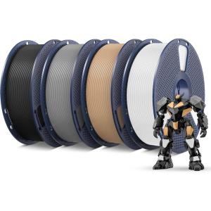 imageSUNLU PETG Filament 175mm 4KG Bundle Less Stringing and Good Layer Adhesion Individually Vacuum Packed 3D Printer Filament 4kg 1kg per Spool Pack of 4 4 Colors WhiteBlueGreenRed4kg Blackwhitegreyoak