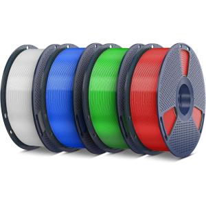 imageSUNLU PETG Filament 175mm 4KG Bundle Less Stringing and Good Layer Adhesion Individually Vacuum Packed 3D Printer Filament 4kg 1kg per Spool Pack of 4 4 Colors WhiteBlueGreenRed4kg Clearclear Blueclear Greenclear Red