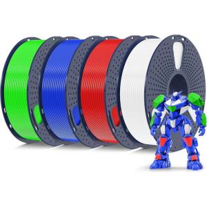 imageSUNLU PETG Filament 175mm 4KG Bundle Less Stringing and Good Layer Adhesion Individually Vacuum Packed 3D Printer Filament 4kg 1kg per Spool Pack of 4 4 Colors WhiteBlueGreenRed4kg Whitebluegreenred