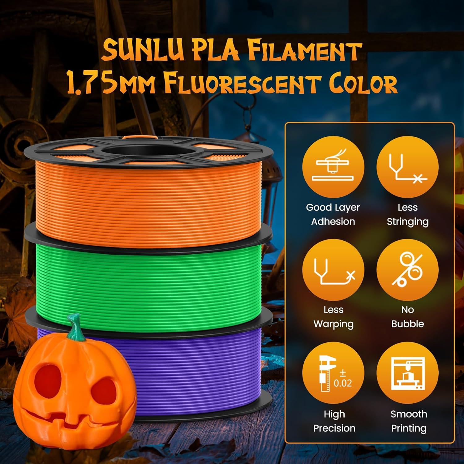 imageSUNLU PLA Filament Bundle 175mm 3D Printer Filament Dimensional Accuracy  002 mm1kg Spool 10 Rolls BlackWhiteGreyBlueGreenTransparent PurpleGreenOrangeBlueRed4kg Pla Fluorescent Purplegreenyelloworange