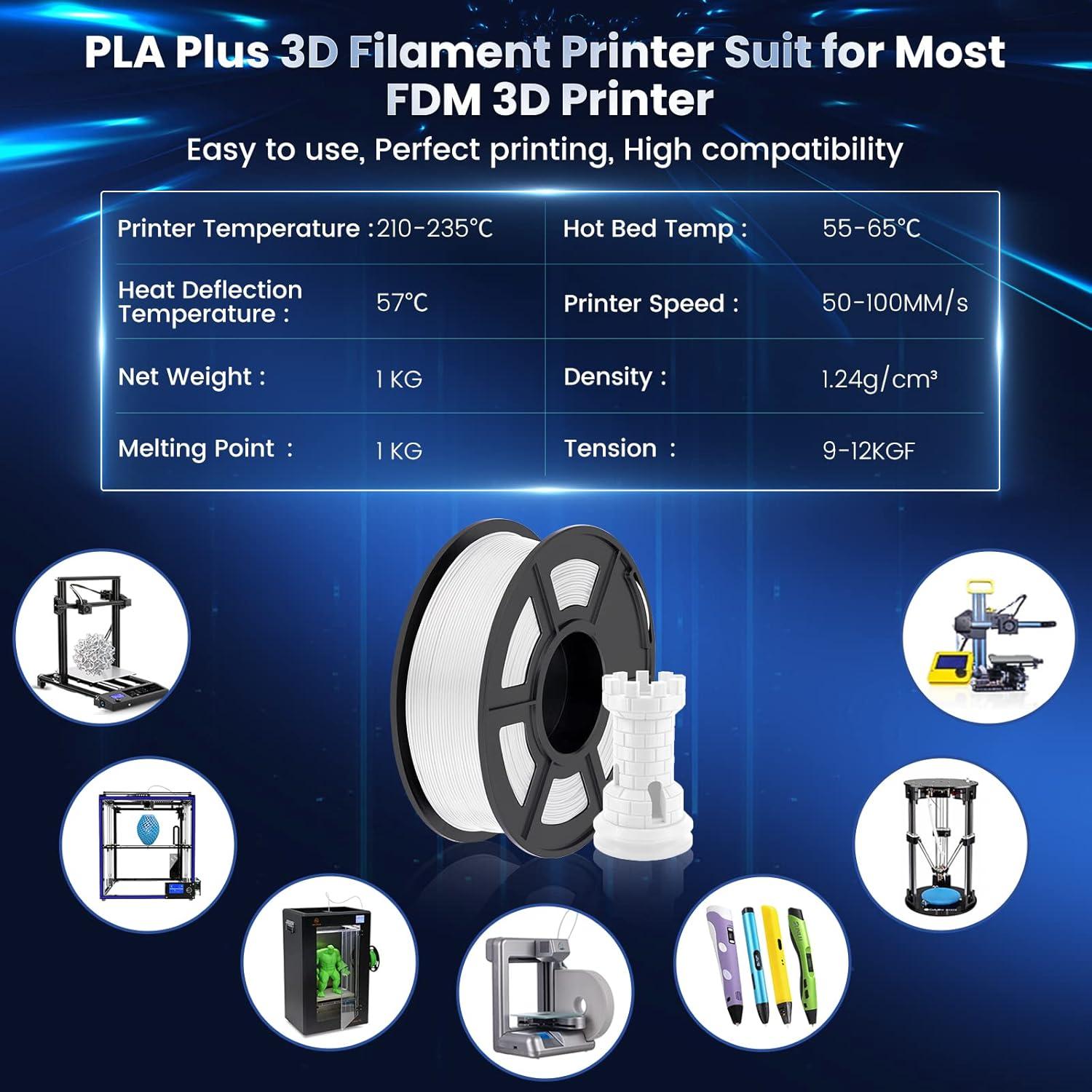 imageSUNLU PLA Filament Bundle 175mm 3D Printer Filament Dimensional Accuracy  002 mm1kg Spool 10 Rolls BlackWhiteGreyBlueGreenTransparent PurpleGreenOrangeBlueRed2kg Pla Plus Whitewhite