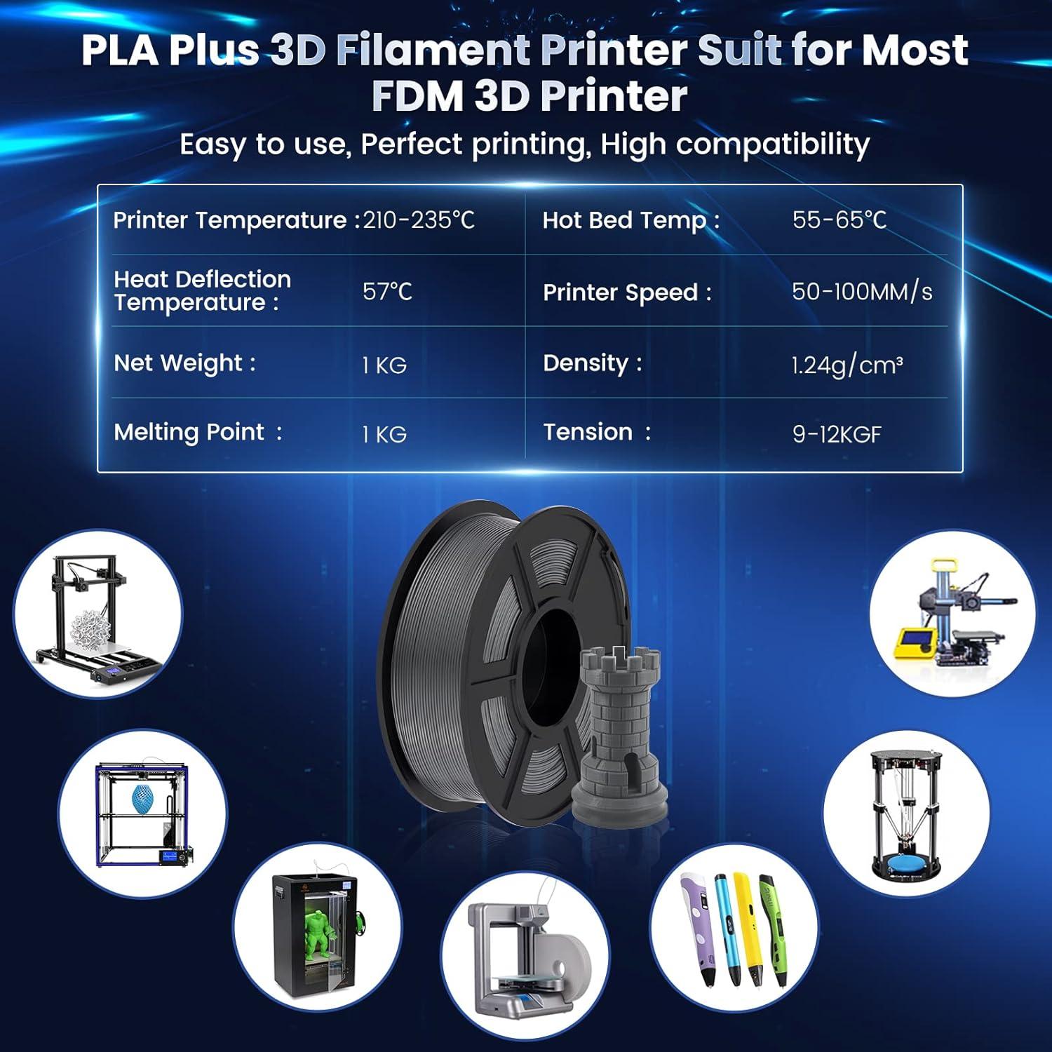 imageSUNLU PLA Filament Bundle 175mm 3D Printer Filament Dimensional Accuracy  002 mm1kg Spool 10 Rolls BlackWhiteGreyBlueGreenTransparent PurpleGreenOrangeBlueRed2kg Pla Plus Greygrey