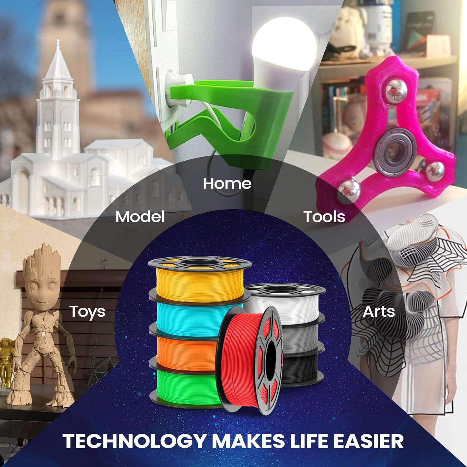 imageSUNLU PLA Filament Bundle 175mm 3D Printer Filament Dimensional Accuracy  002 mm1kg Spool 10 Rolls BlackWhiteGreyBlueGreenTransparent PurpleGreenOrangeBlueRedBlackwhitegreytransparentbluegreenorangeredpureyellowcyan
