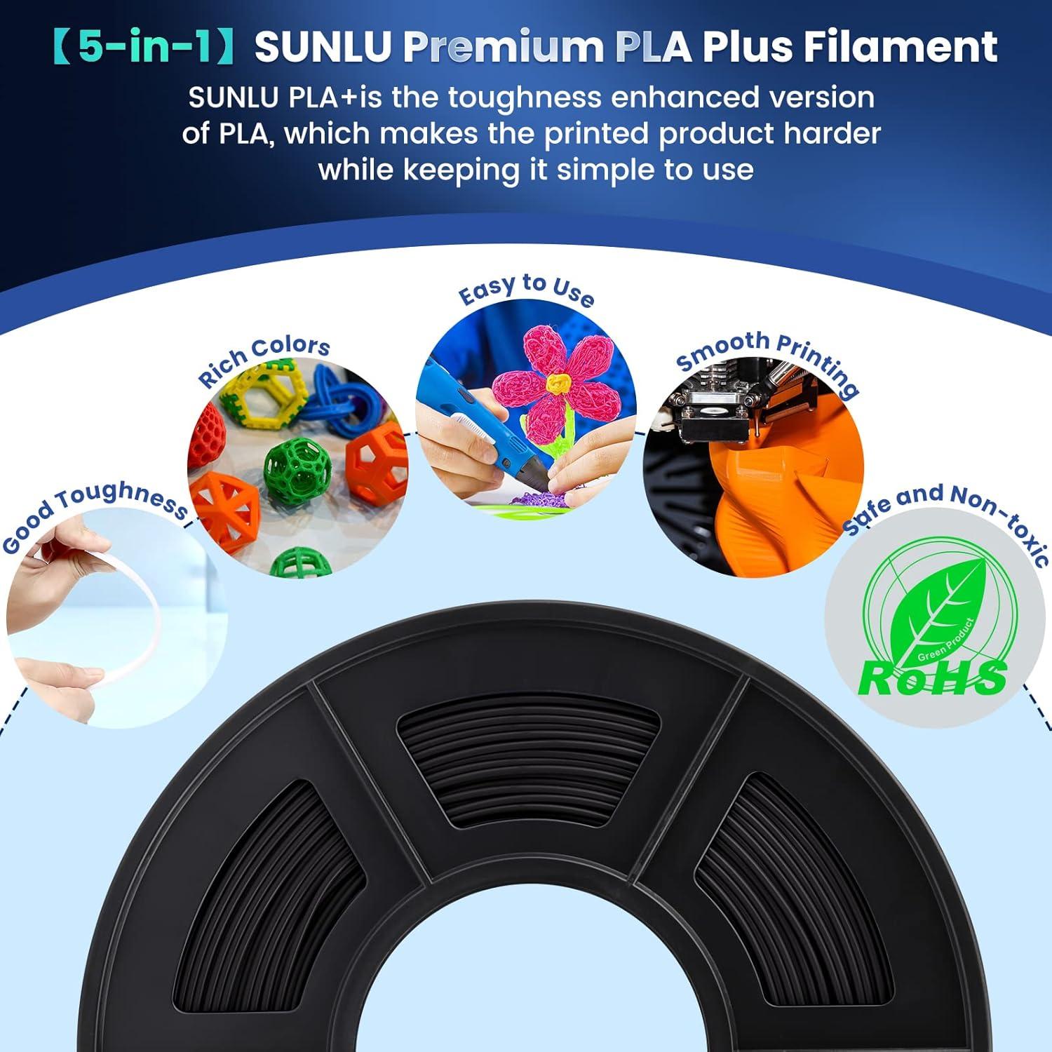imageSUNLU PLA Filament Bundle 175mm 3D Printer Filament Dimensional Accuracy  002 mm1kg Spool 10 Rolls BlackWhiteGreyBlueGreenTransparent PurpleGreenOrangeBlueRedBlackblackblackblackblackwhitewhitewhitewhitewhite