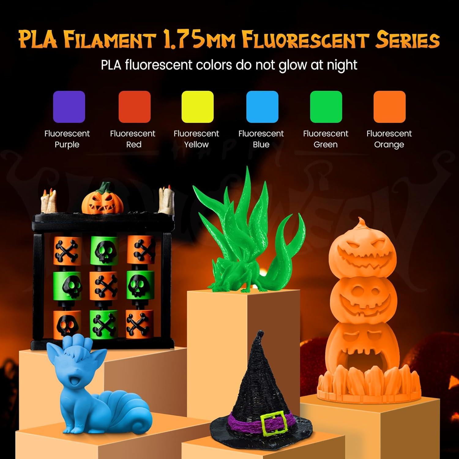 imageSUNLU PLA Filament Bundle 175mm 3D Printer Filament Dimensional Accuracy  002 mm1kg Spool 10 Rolls BlackWhiteGreyBlueGreenTransparent PurpleGreenOrangeBlueRed1kg Pla Fluorescent Orange