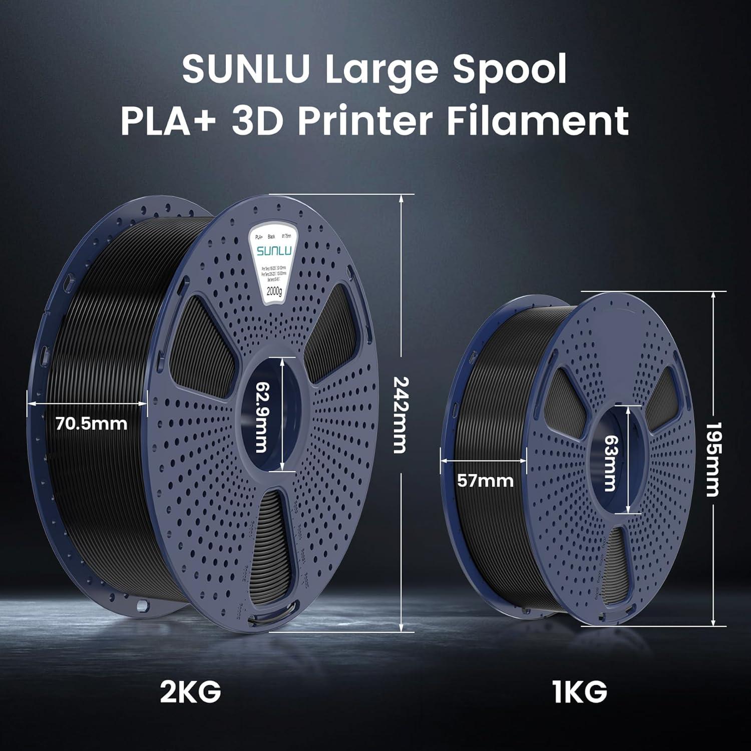 imageSUNLU PLA Filament Bundle 175mm 3D Printer Filament Dimensional Accuracy  002 mm1kg Spool 10 Rolls BlackWhiteGreyBlueGreenTransparent PurpleGreenOrangeBlueRedLarge Spool 2kg Pla Plus Black