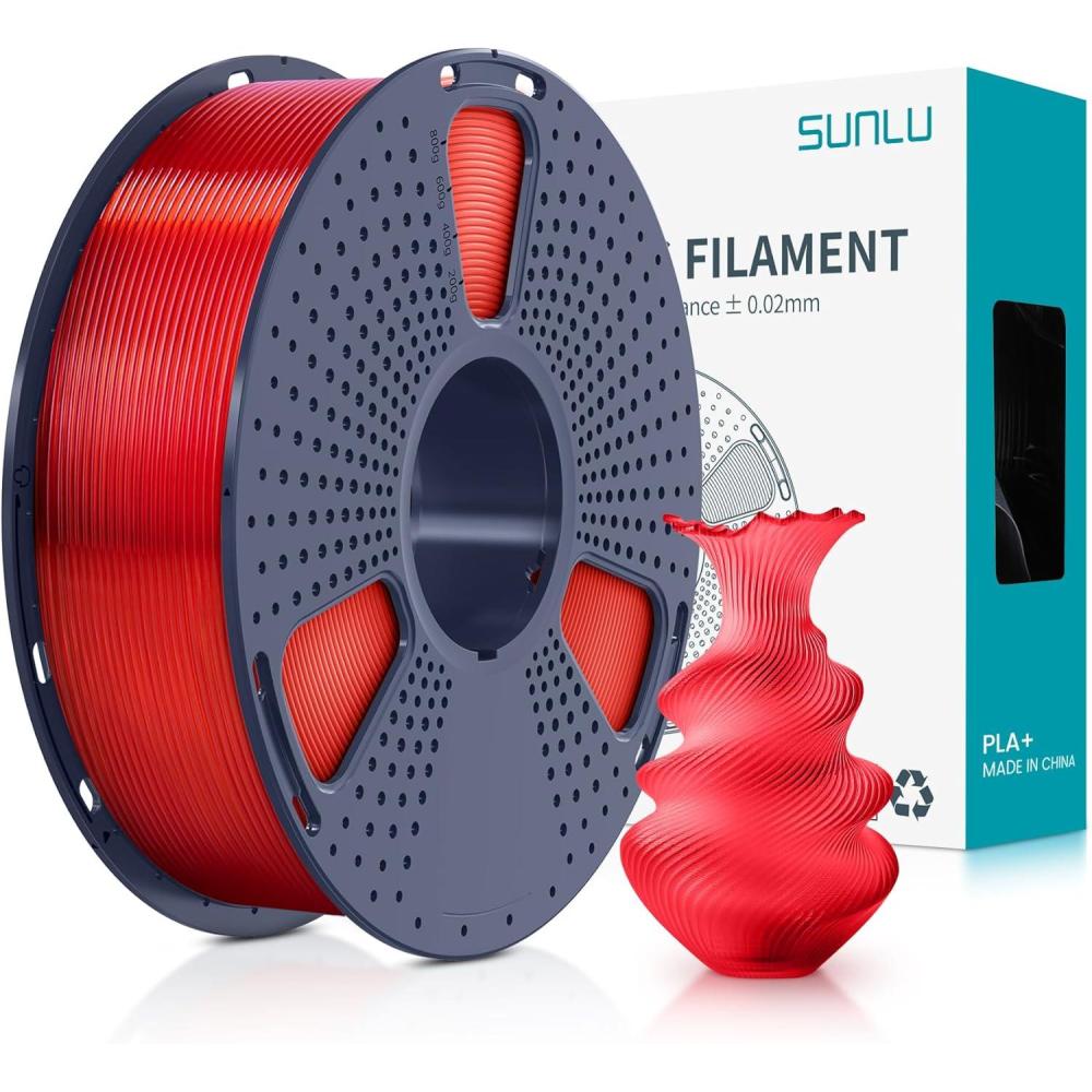 imageSUNLU PLA Filament Bundle 175mm 3D Printer Filament Dimensional Accuracy  002 mm1kg Spool 10 Rolls BlackWhiteGreyBlueGreenTransparent PurpleGreenOrangeBlueRed1kg Transparent Pla Plus Red