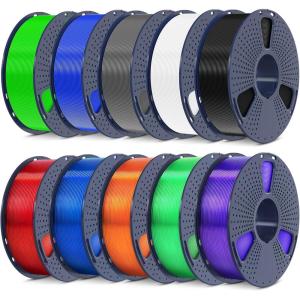 imageSUNLU PLA Filament Bundle 175mm 3D Printer Filament Dimensional Accuracy  002 mm1kg Spool 10 Rolls BlackWhiteGreyBlueGreenTransparent PurpleGreenOrangeBlueRedBlackwhitegreybluegreentransparent Purplegreenorangebluered