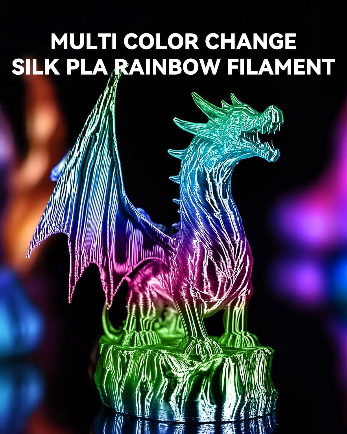 imageSUNLU Silk Dual Color Pla Filament Silk PLA 3D Printer Filament 175mm Shiny Silk Texture Dimensional Accuracy  002mm 1KG Spool 22 lbs PLA Silk Dual Color Blue GreenSilk Rainbow 02