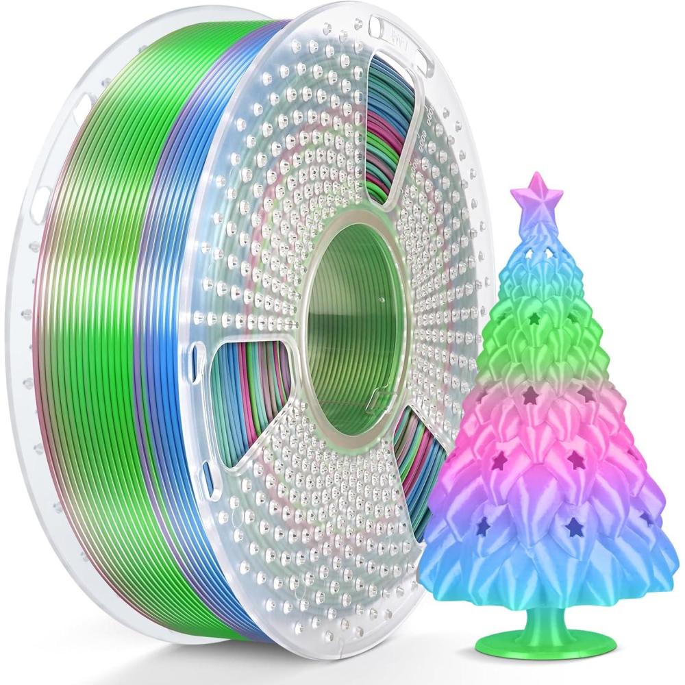imageSUNLU Silk Dual Color Pla Filament Silk PLA 3D Printer Filament 175mm Shiny Silk Texture Dimensional Accuracy  002mm 1KG Spool 22 lbs PLA Silk Dual Color Blue GreenSilk Rainbow 06