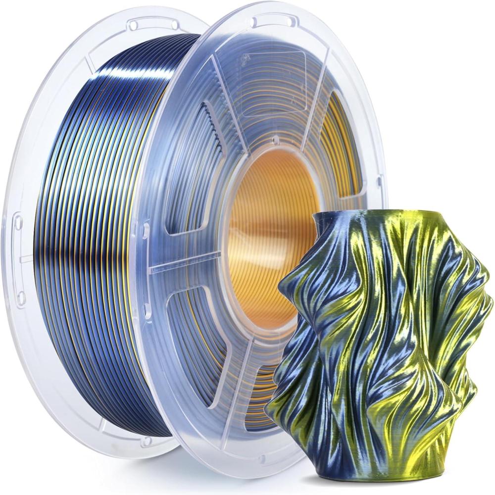 imageSUNLU Silk Dual Color Pla Filament Silk PLA 3D Printer Filament 175mm Shiny Silk Texture Dimensional Accuracy  002mm 1KG Spool 22 lbs PLA Silk Dual Color Blue GreenSilk Pla Dual Black Gold