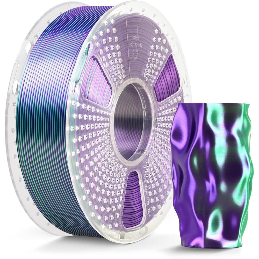 imageSUNLU Silk Dual Color Pla Filament Silk PLA 3D Printer Filament 175mm Shiny Silk Texture Dimensional Accuracy  002mm 1KG Spool 22 lbs PLA Silk Dual Color Blue GreenSilk Pla Dual Green Purple
