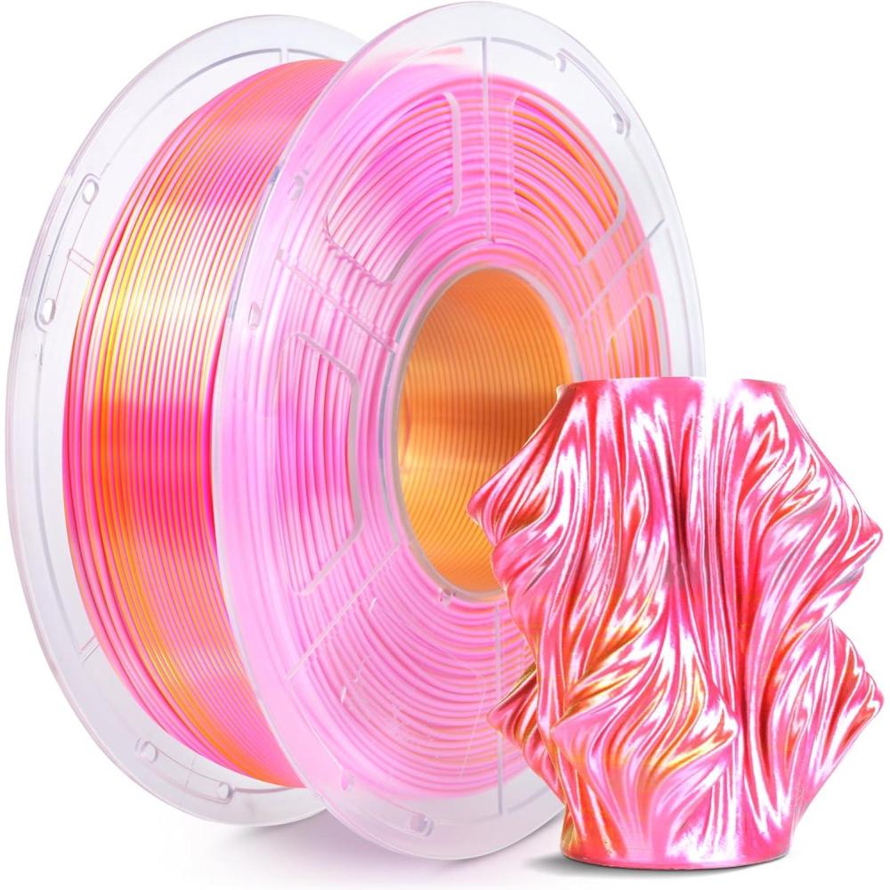 imageSUNLU Silk Dual Color Pla Filament Silk PLA 3D Printer Filament 175mm Shiny Silk Texture Dimensional Accuracy  002mm 1KG Spool 22 lbs PLA Silk Dual Color Blue GreenSilk Pla Dual Pink Gold